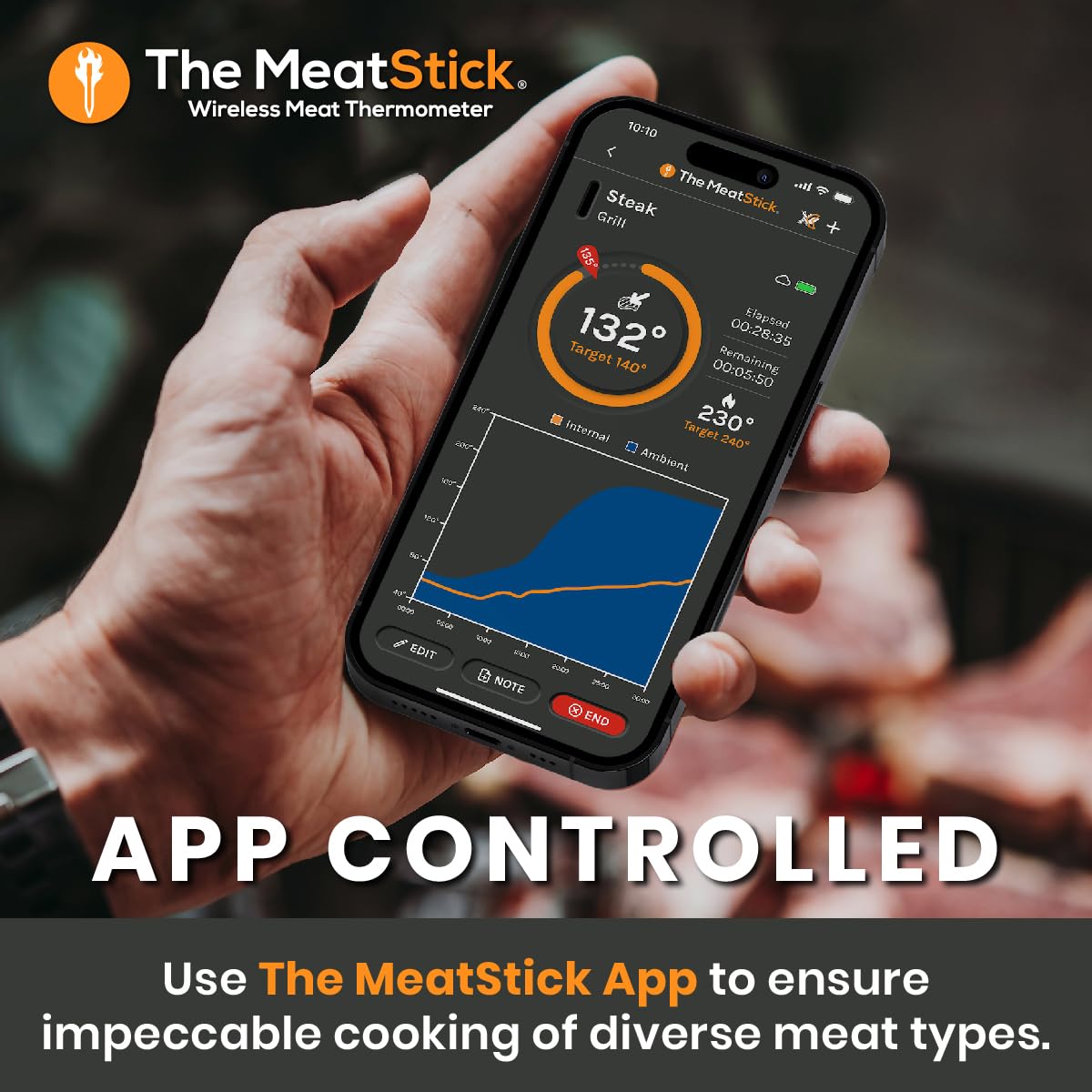 MeatStick WiFi Pro Set | 2-Probe Package | Smart Wireless Meat Thermometer | Unlimited Range Digital Food Probe with Bluetooth | for Smoking, Grilling, BBQ, Air Fryer, Deep Frying, Oven, Rotisserie