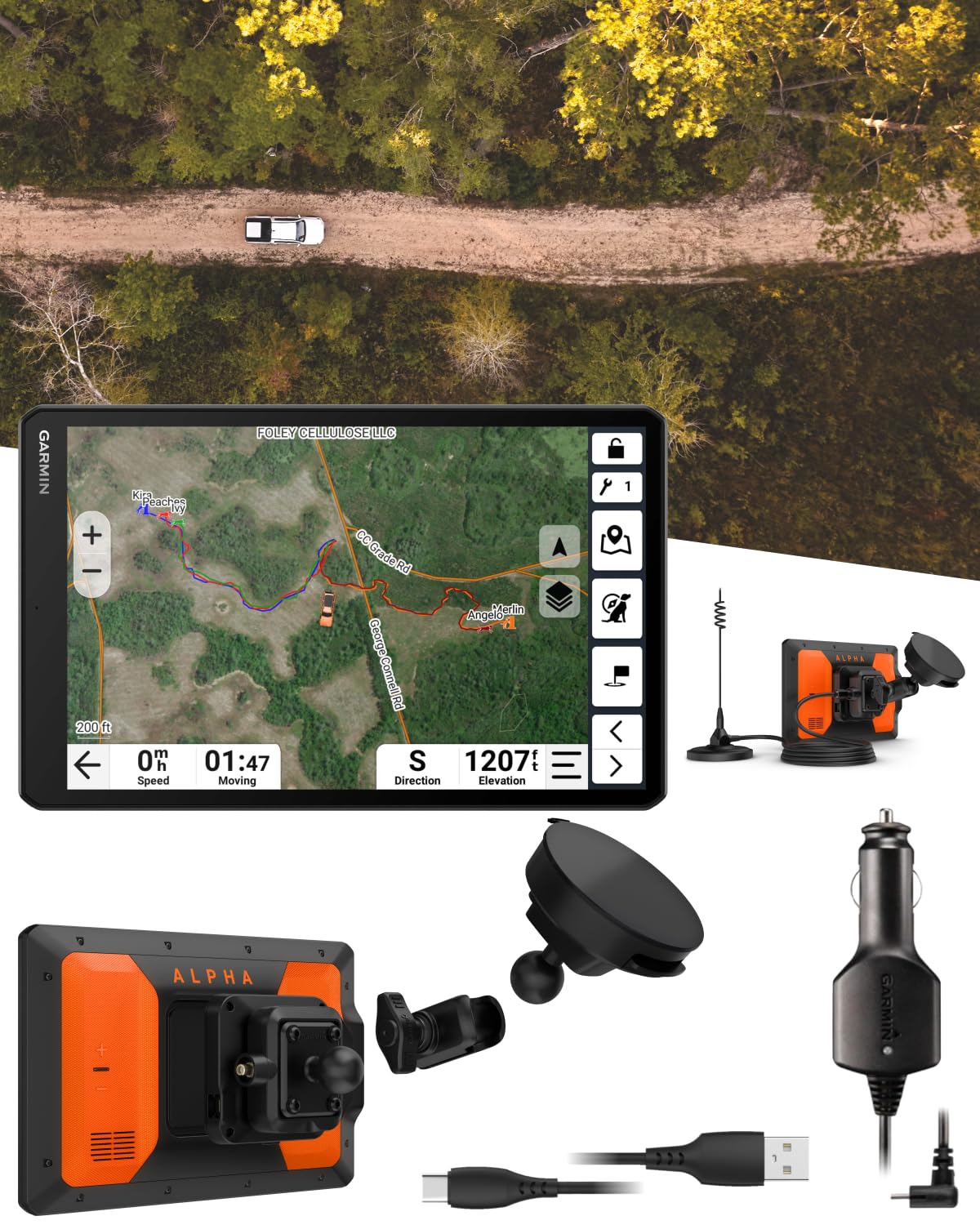 Garmin Alpha XL in-Vehicle Dog Tracking GPS Navigator, 10.1” Touchscreen, VHF Radio for 9-Mile Range, Tracks up to 20 Dogs, 64 GB Memory, Preloaded Maps, 18 Training Levels w/ Wearable4U PBank Bundle