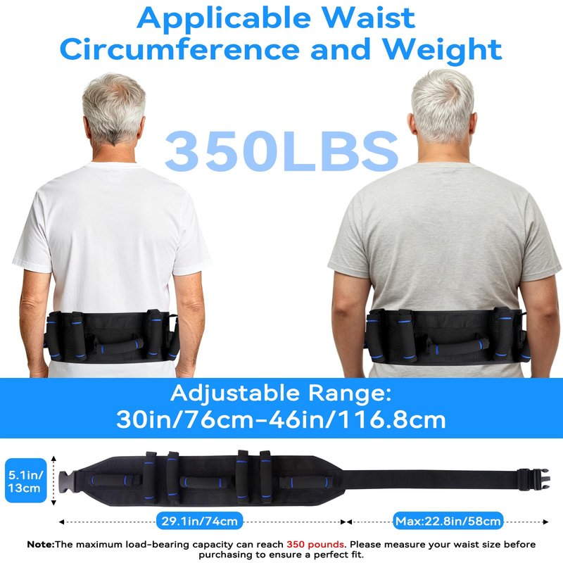 Gait Belts for Seniors, Gate Belt Medical for Elderly with 7 Handles, Patient Transfer Belt, Lift Belts Physical Therapy with Quick Release Buckle Standing Aids & Support for Elderly Safety Belt