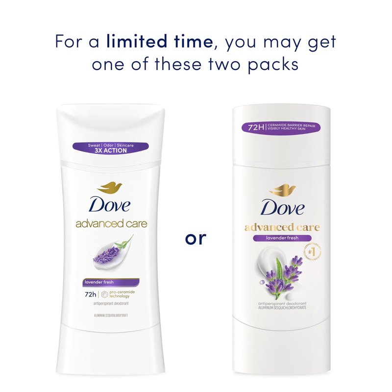 Dove Advanced Care Antiperspirant Deodorant Stick Lavender Fresh for Helping Repair Skin Barrier After Shaving, with 72-Hour Sweat & Odor Protection, 2.6 oz