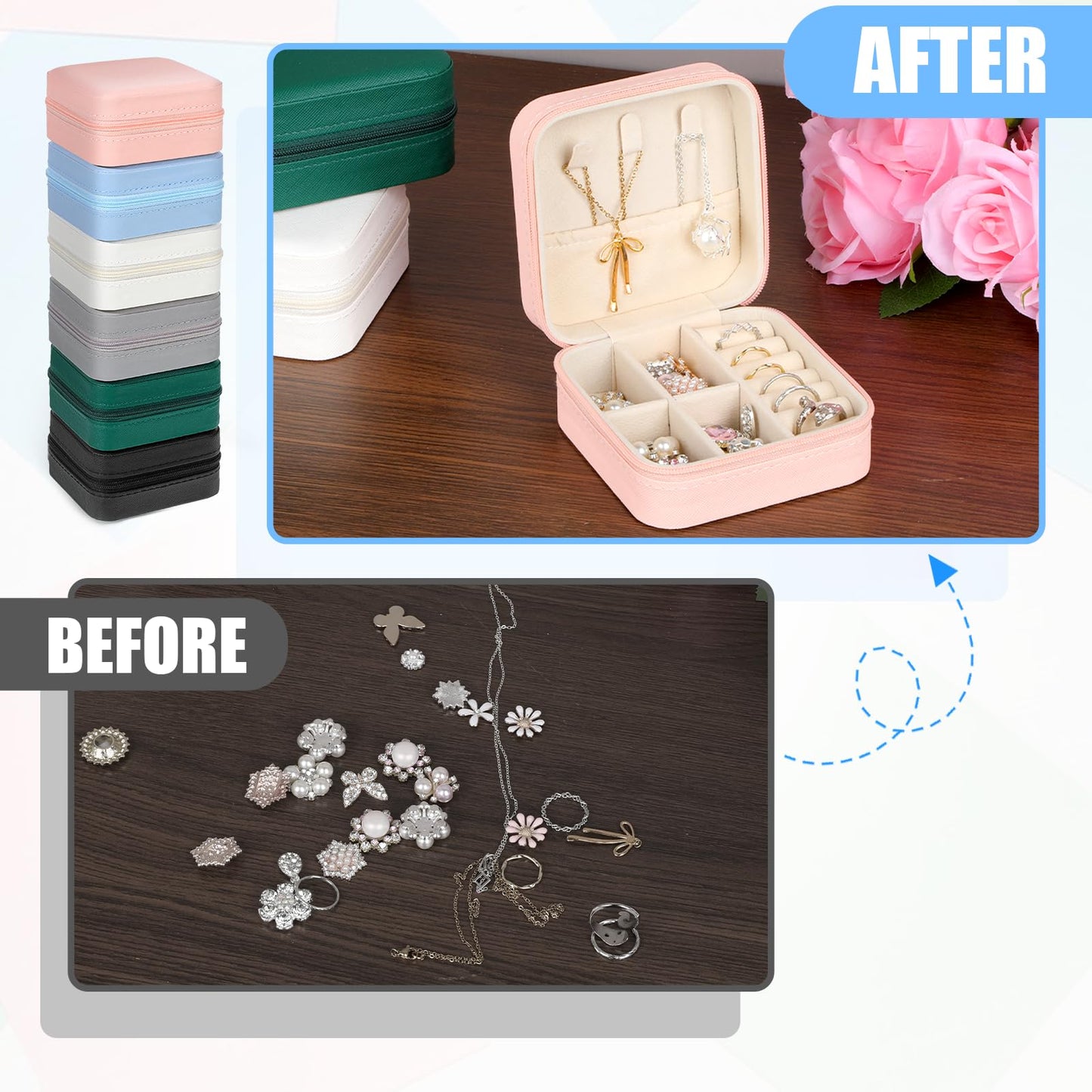 Prasacco 12 Pcs Travel Jewelry Case Bridesmaid Gifts Box PU Leather Small Travel Jewelry Box Mini Jewelry-Organizer for Earrings Rings Necklaces Women Girls Bridesmaid Proposal Gifts, 6 Colors