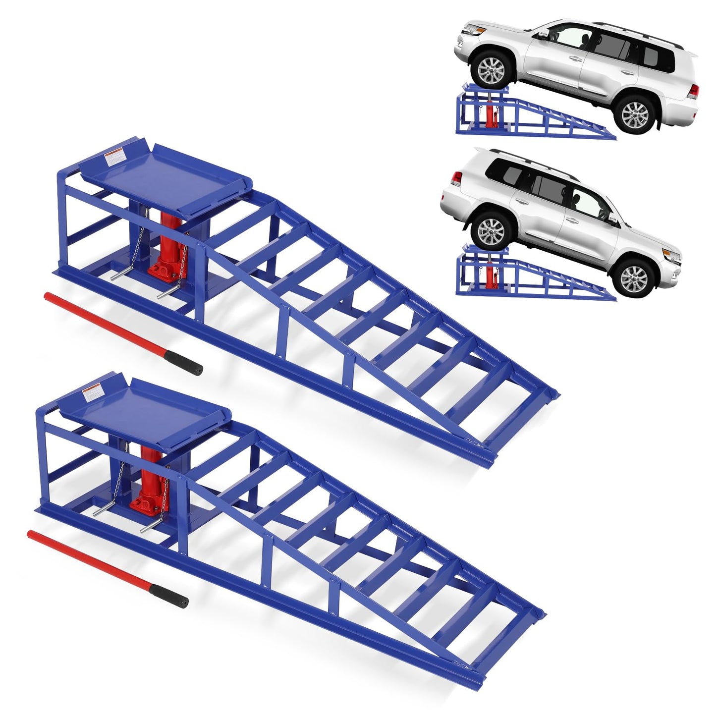 Hydraulic Car Ramps 2 Pack, 11000 LBS/5T Heavy Duty Steel Auto Service Ramps, 9.4"-13.34" High Lift for Truck, Vehicle, SUV, Garage, Oil Changes, Repair & Maintenance