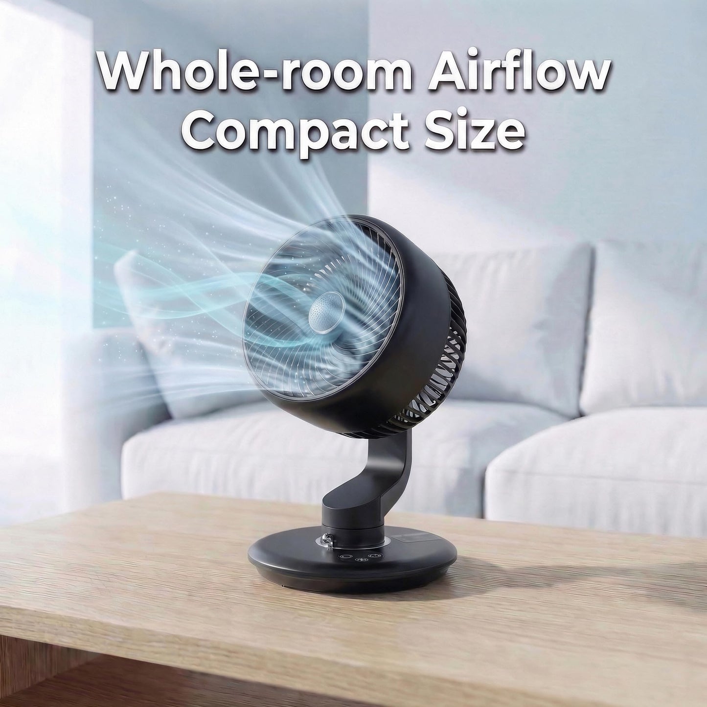 GAIITIR Air Circulator Fan for Bedroom, Portable Desk Fan with 7800mAh Rechargeable Battery, 12H Runtime, 5 Speed Adjustable, 9H Timer, Wall-Mounted Fans with Vacuum Suction Cup, USB Oscillating Fan