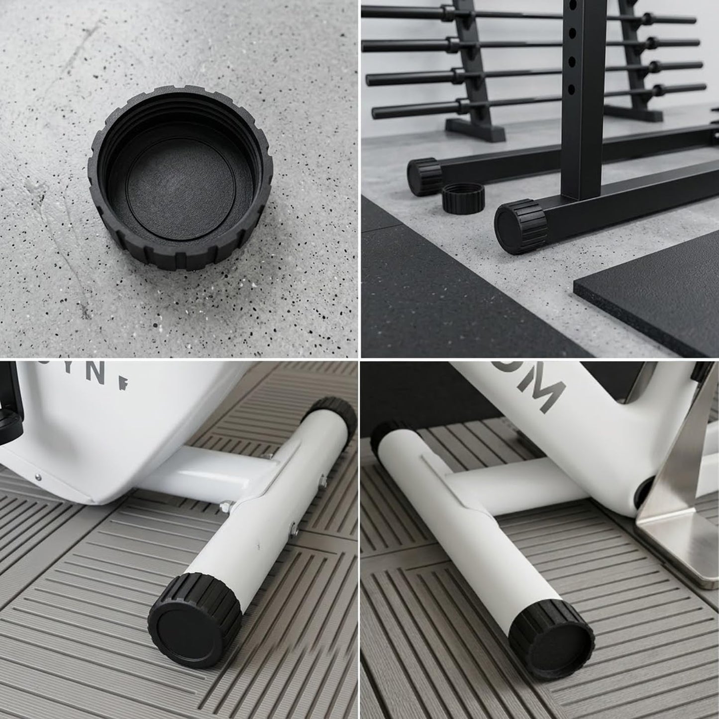 8Pcs Rubber Leg Caps for Fitness Equipments 1.5" & 1.97"" Round Exercise Machine Rubber Tips Black Floor Protector for Recumbent Exercise Bike Exercise Bench Stair Stepper Non-Slip Noise Reducing"