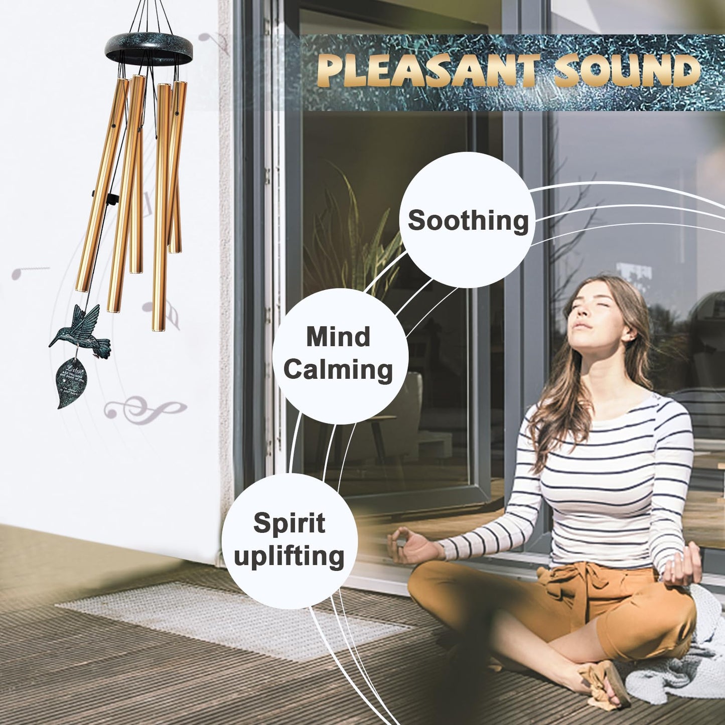 Sympathy Wind Chimes for Outside Deep Tone, Memorial for Loss of Loved One Prime, Bereavement Condolence Remembrance Funeral Gifts for Grieving Friends Loss of Mother Father