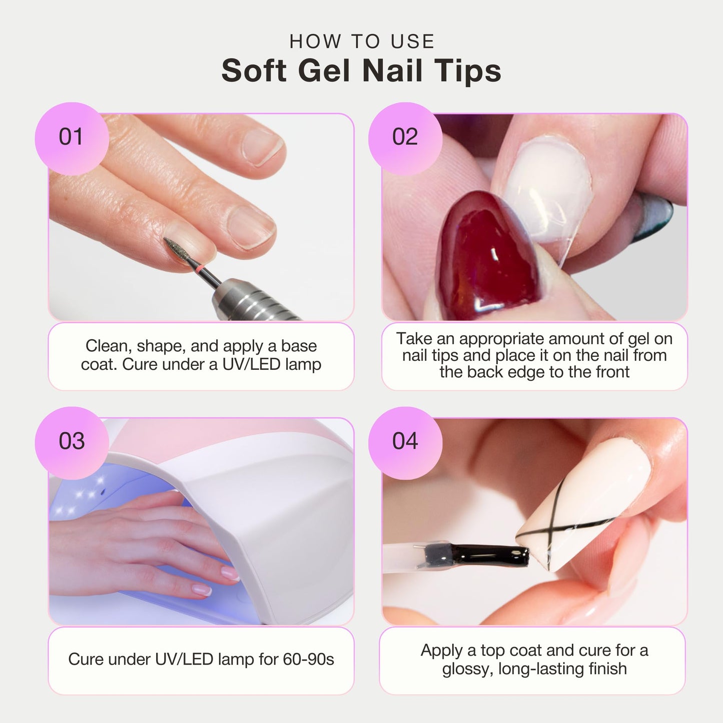 Curacoro Sculpted Medium Almond Gel Nail Tips 420Pcs, Clear Full Cover Soft Acrylic Tips 14 Sizes, Easy to Use, Long-Lasting, Glossy Finish