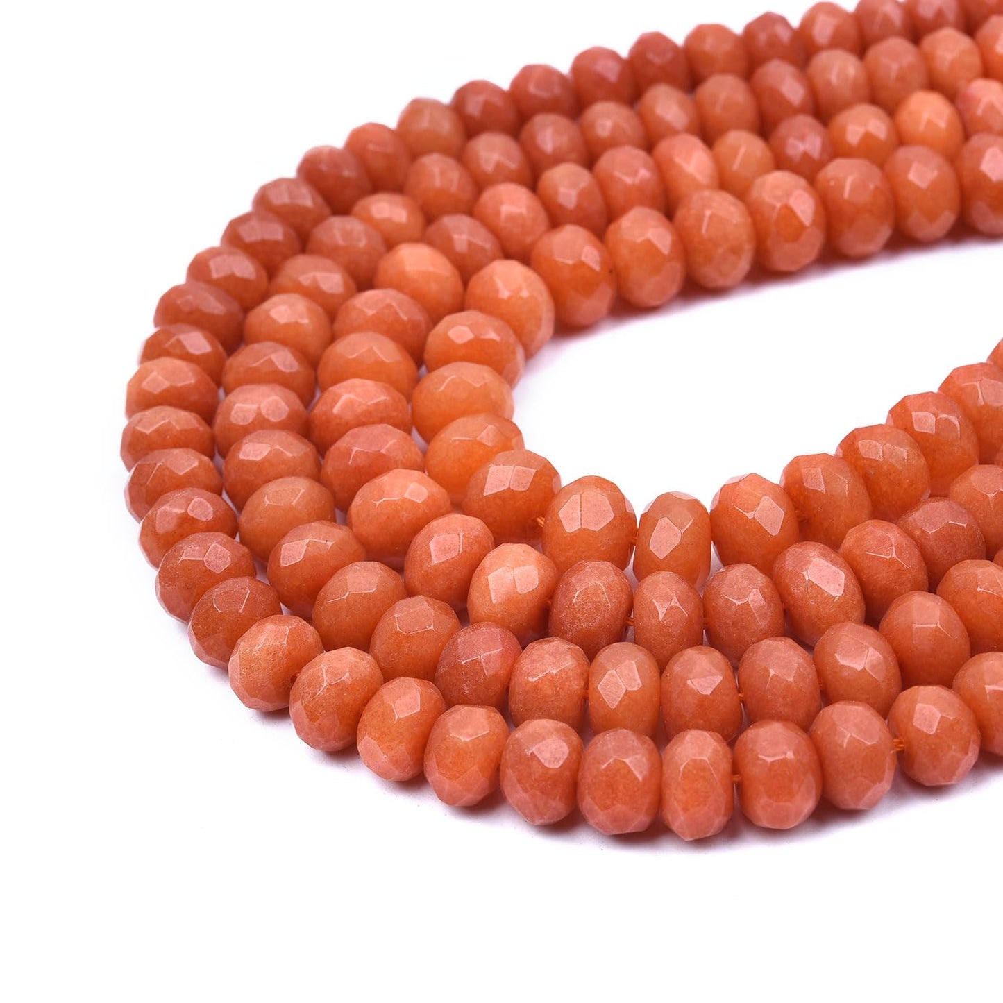HAAMIIQII 6x9mm Orange Jade Faceted Rondelle Stone Spacer Beads, Abacus Disk Loose Gemstone Beads for Jewelry Making, DIY Bracelet, Necklace, Healing Crystal 15 Inch (57pcs)
