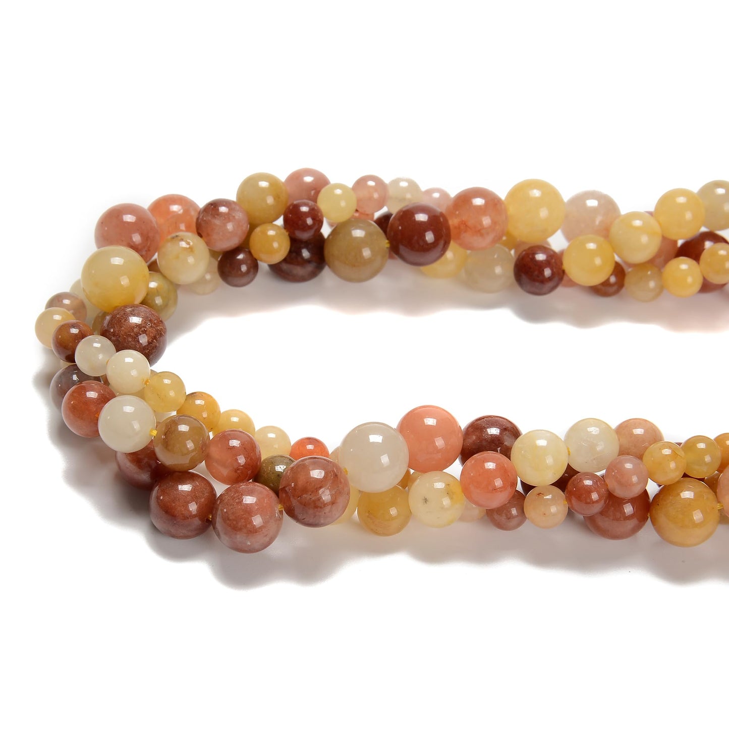 Land Long 120pcs(2 Strand/Set) 6mm Real Golden Jade Stone Beads with Energy Power, Smooth Round Gemstone Beads for Jewlery Bracelets Earrings Making DIY