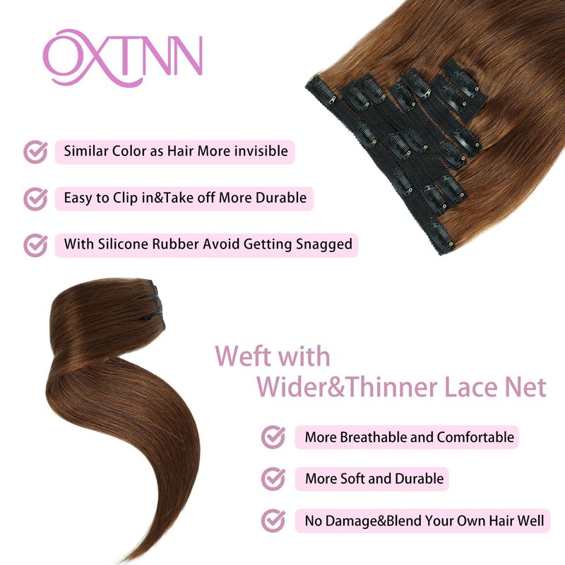 Clip in Hair Extensions Real Human Hair Chocolate Brown 14 inch 7pcs 70g/Pack, Human Hair Clip in Extensions, Salon-Grade Quality, Easy Comfort Wear for Women (#4, 14 inch)