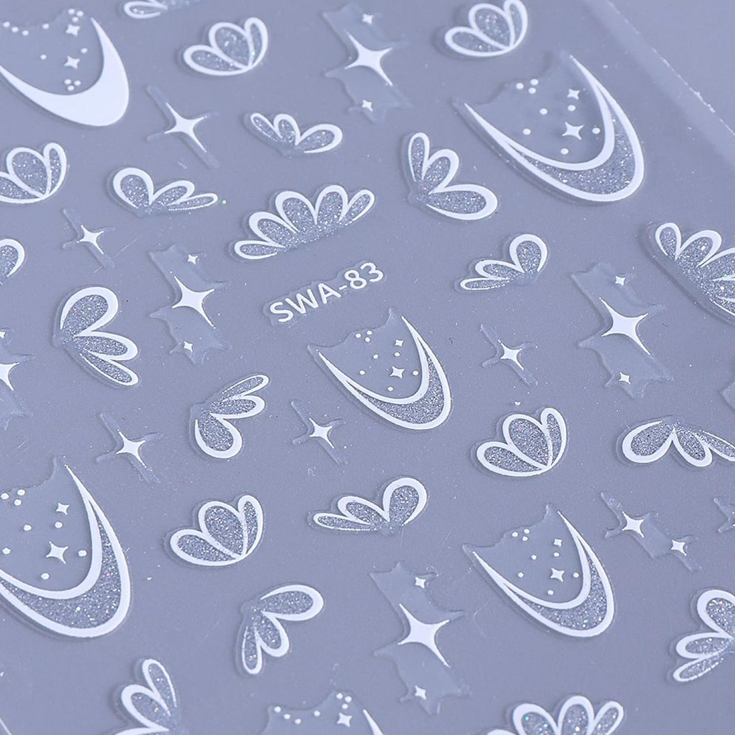 2Sheets Flower Nail Art Sticker Decals with Glitter Half Daisy Flowers French Line Nail Stickers Self-Adhesive Nail Supplies French Star Floral Nail Designs for Women Girls DIY Manicure Tip Decoration