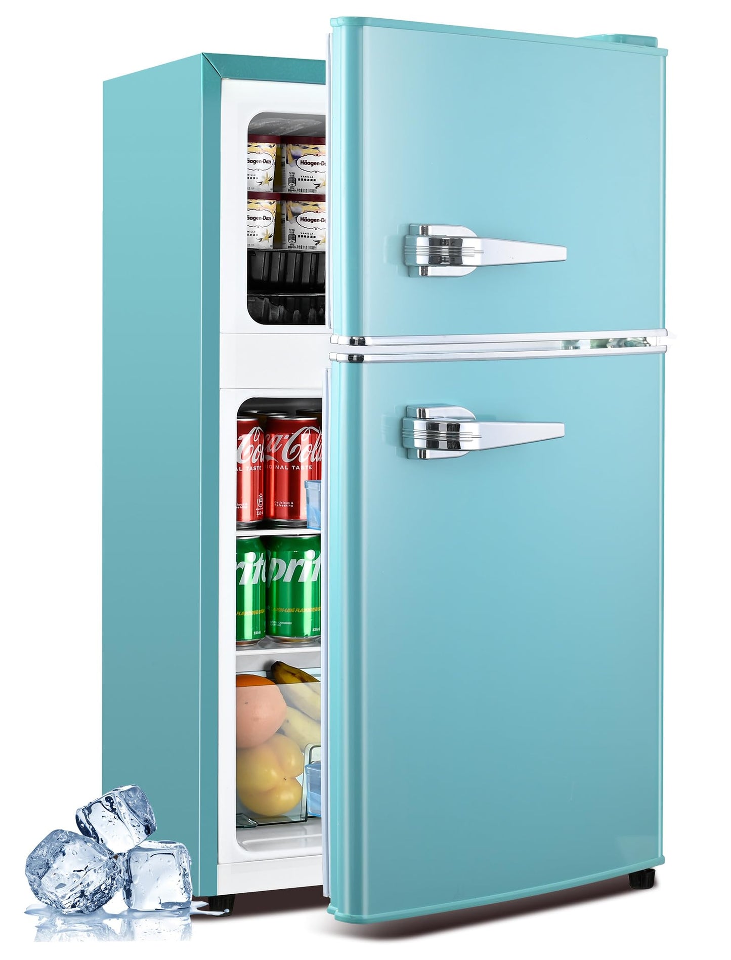 Anypro 3.2 Cu.Ft Fridge with Freezer, 2 Door Retro Refrigerator with 7 Level Thermostat, Adjustable Removable Glass Shelves for Bedroom Office Apartment Dorm Bar, Black