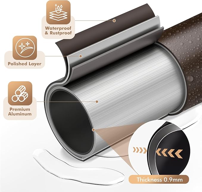 Bonpally Curved Shower Curtain Rod for Bathroom, 40-72 Inches Adjustable Curved Shower Rod, 0.9MM Aluminum Shower Curtain Rod with Rotating Brackets for Extra Shower Space, Need to Drill, Bronze