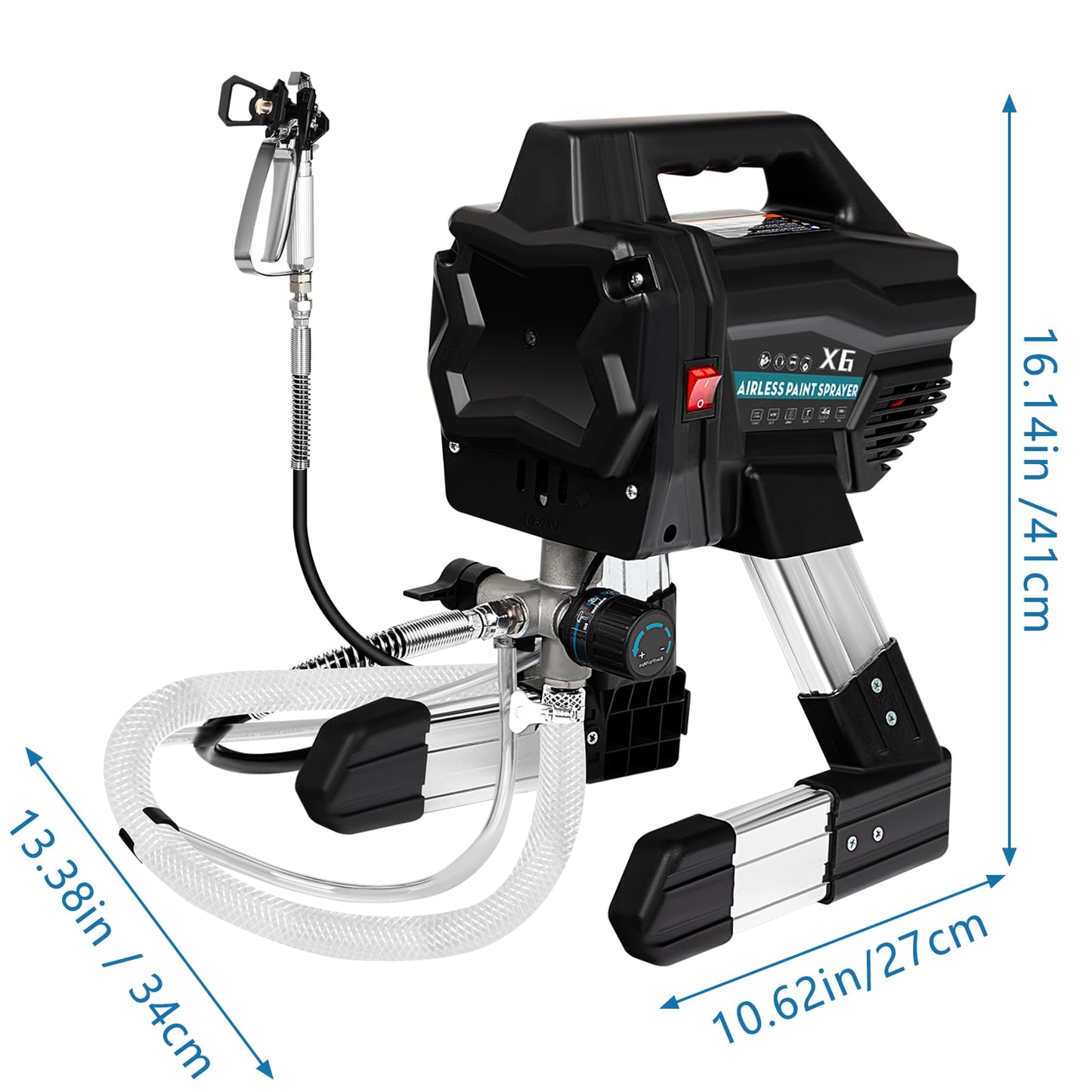 Stand Airless Paint Sprayer, 7/8HP 650W High Efficiency Airless Sprayer, 0.24GPM 2900PSI Electric Paint Machine with Extension Rod and Cleaning Kits for Interior Exterior Furniture Fence Home
