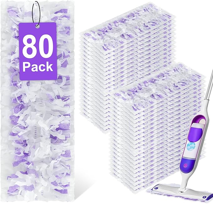 80 Pack Power Mop Refills for Swiffer Power Mopï¼Unscented&Thickened Multi-Surface and Wood Spray Mops for Floor Cleaning