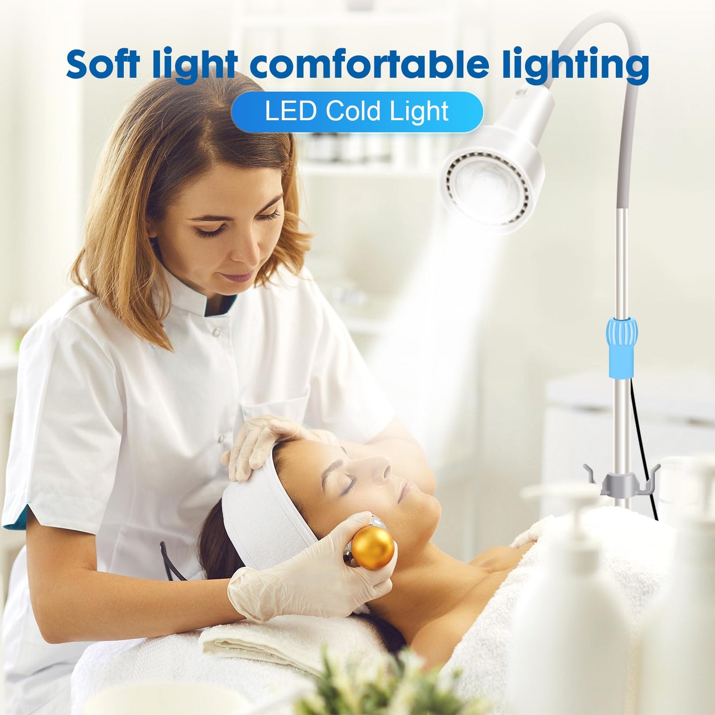 GSOIGSDKF 28W LED Surgical Light Medical Exam Lamp 360° Adjustable Retractable & Stainless Steel Base, Mobile Dental-Oral/Gynaecology Cold Light Exam for ENT, Surgery, Clinical Examinations