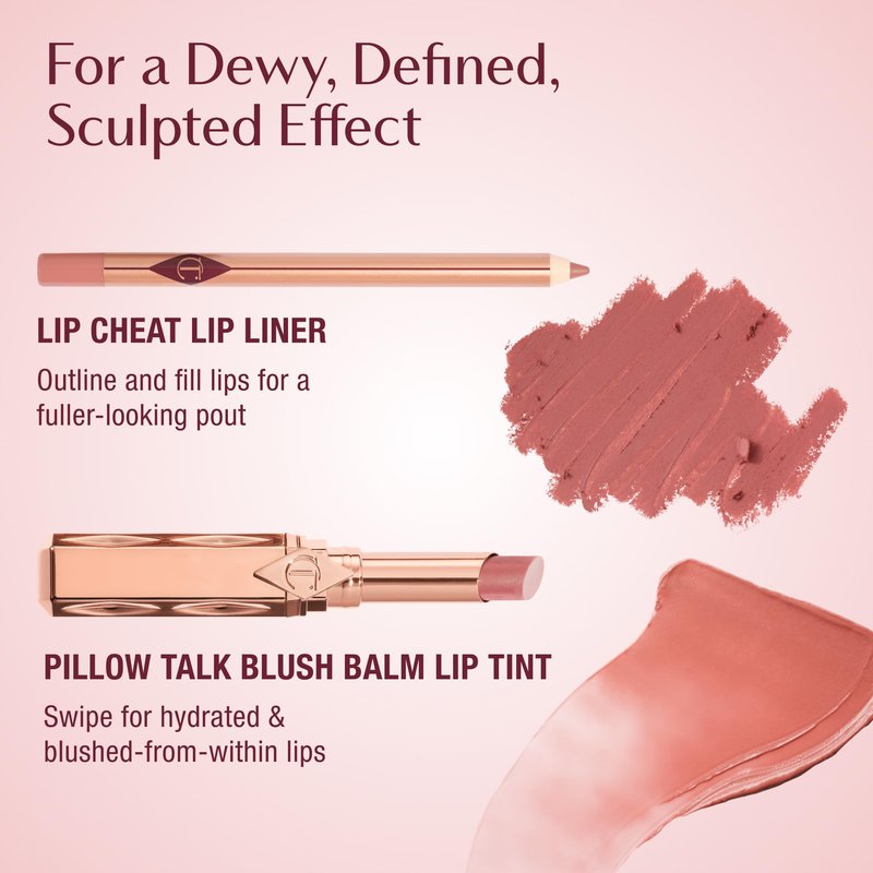 Charlotte Tilbury Pillow Talk Blush Balm Lip Tint - Long-Lasting, Buildable Sheer Tint with Peptides for Hydrated, Blushed Looking Lips - 24 HR Hydration - Pillow Talk