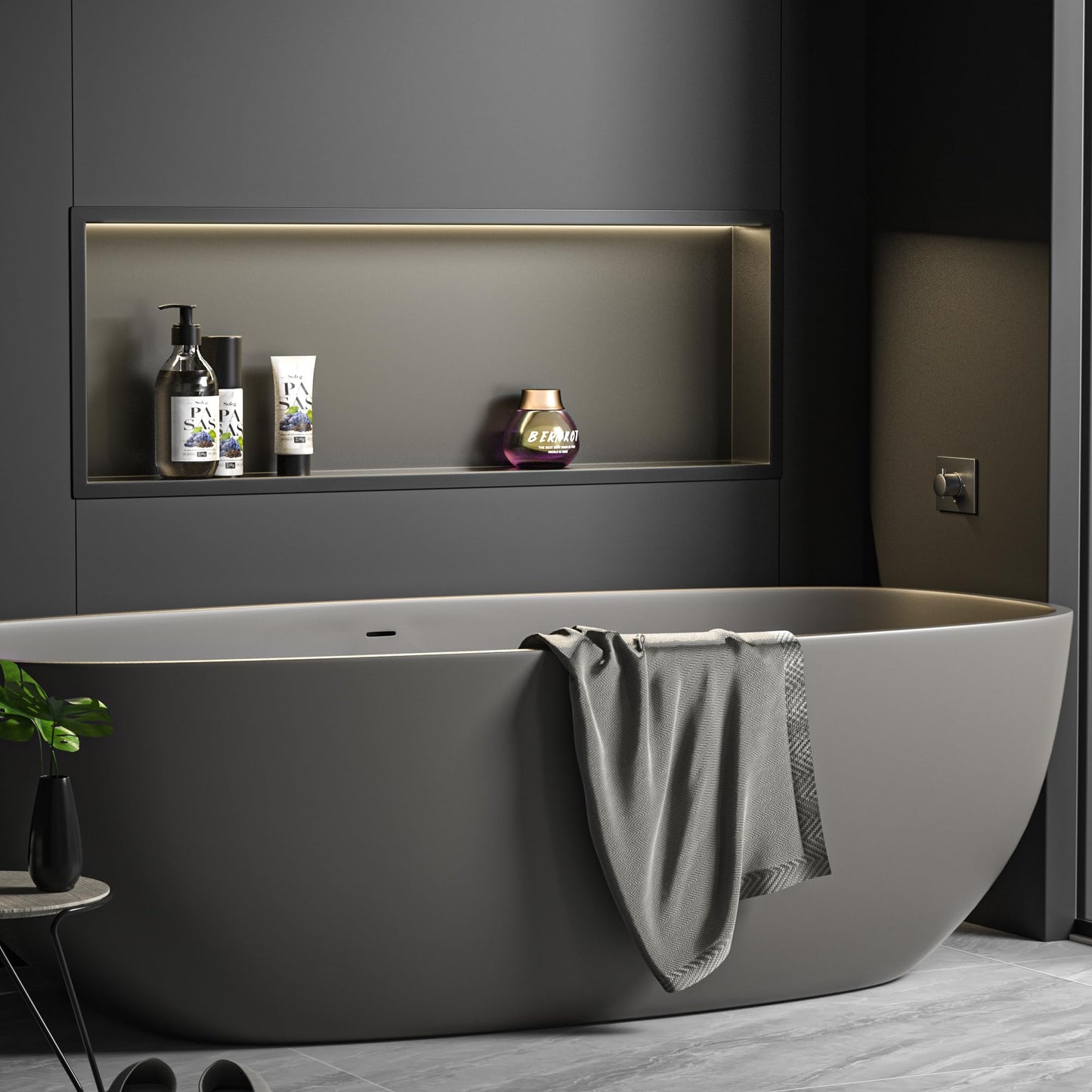 Bernkot Led Shower Niche 36" X 12" Matte Black 304 Stainless Steel with Lighting IP66 Waterproof Recessed Bathroom Wall Niches Shelf No Tile Need Shower Niche for Bathroom