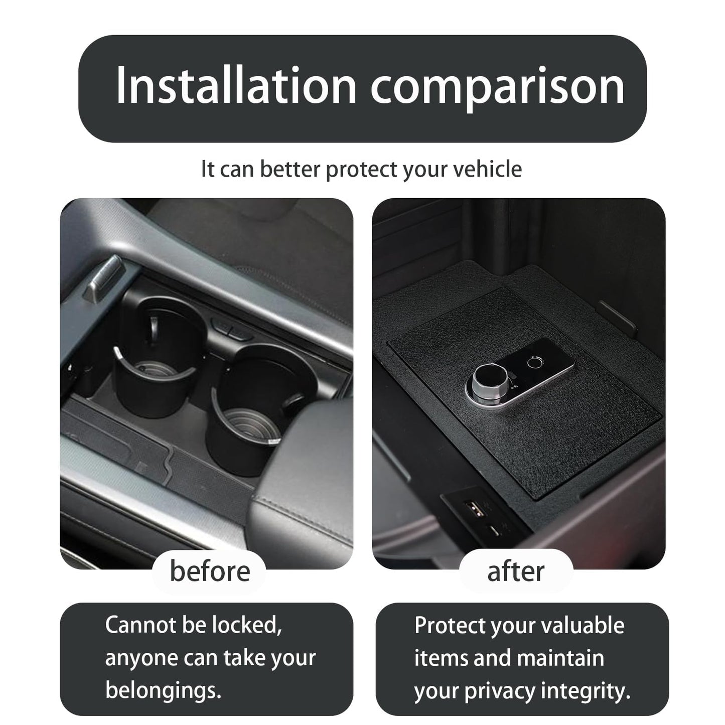 CZCHENSEN Center Console Gun Safe Vault - Console Armrest Lockbox Compatible with Subaru Crosstrek 2024-2026, Anti-Theft Security Console Box with 4-Digit Lock