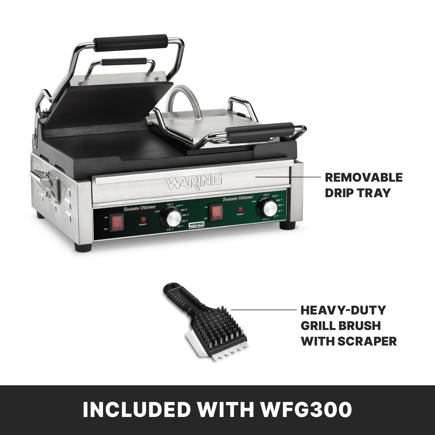 Waring Commercial Tostato Ottimo Dual Flat Toasting Grill 240V (17" x 9.25" cooking surface)
