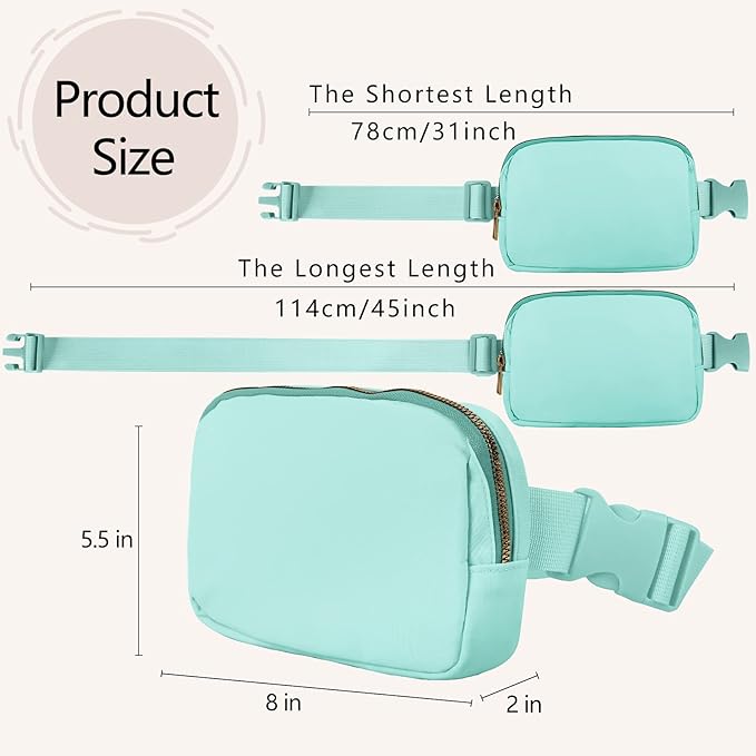 VOROLO Fanny Pack For Women And Men Crossbody Bag Belt Bag with Adjustable Strap Graduation Gifts Light Green
