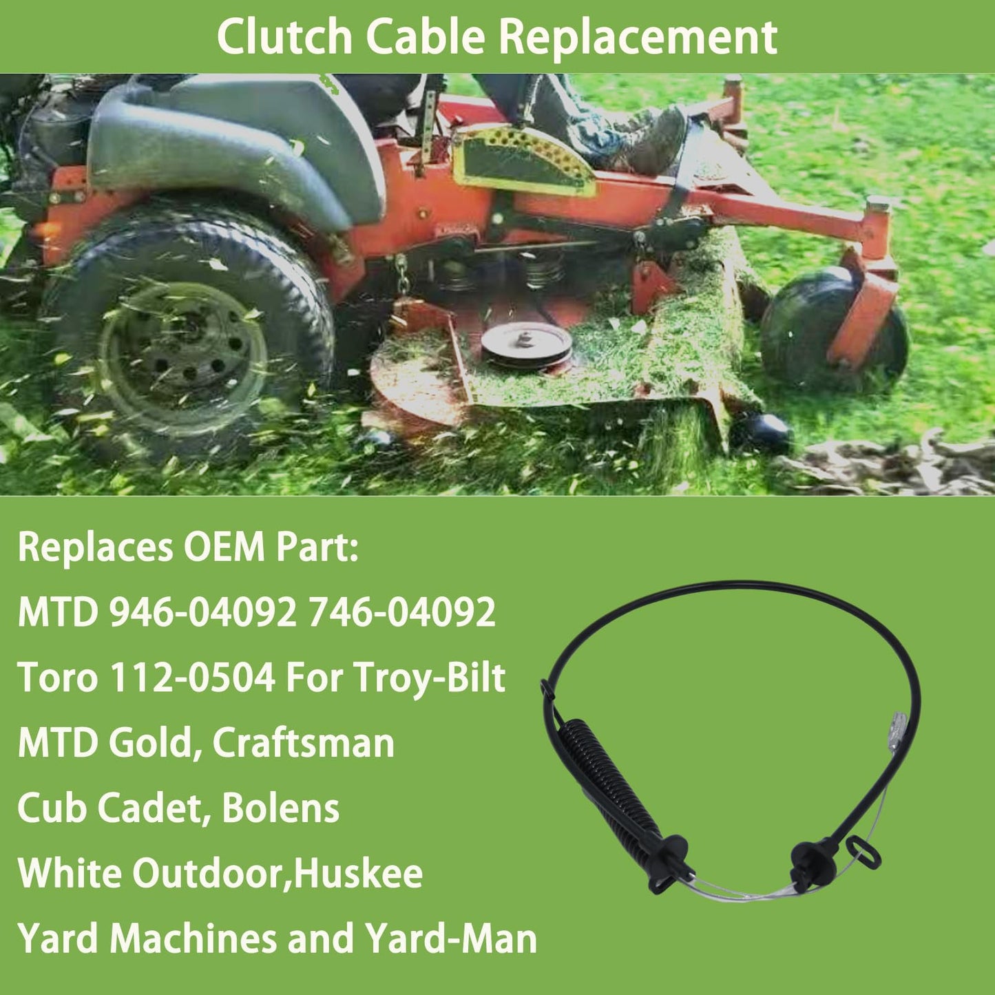 946-04092 746-04092 Deck Engagement Cable for MTD Troy-Bilt 946-04092 746-04092 Lawn Mower 42 inch Deck Cable,Replaces Toro 112-0504 LX420 LX425 LX460 42" Pto Cable"