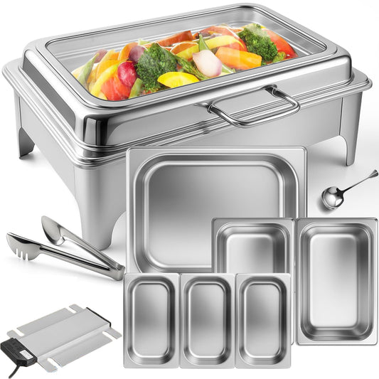Electric Chafing Dishes for Buffet, Electric Buffet Food Warmer with Adjustable Temperature Control and Versatile Food Pan Options for Catering Buffet Applications.