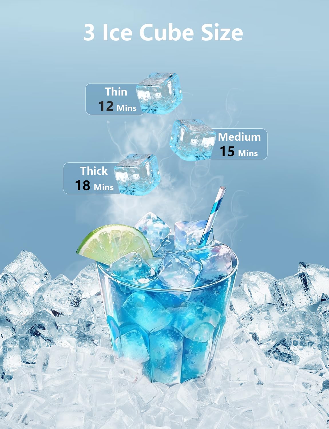 Coolski Commercial Ice Maker Machine, 150LBS/24H Under Counter Ice Maker with 35LBS Ice Storage,Stainless Steel Freestanding Ice Maker for Restaurant, Home, Bar, Office, Party, Outdoor Activities