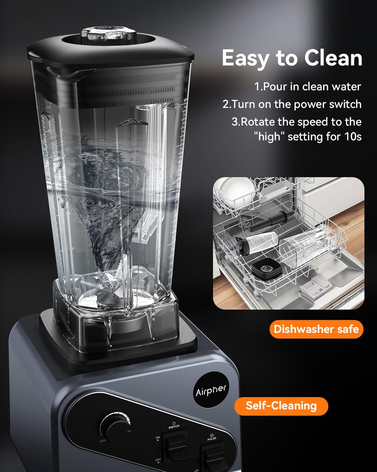 Blenders for Kitchen, 2000W Professional Blender, 68oz Large Capacity with 27oz To-Go cup, Smoothies Blender with 35000RPM to Make Soups, Jams, Fruit, Dishwasher Safe, BPA-Free, Valentine's Day Gift