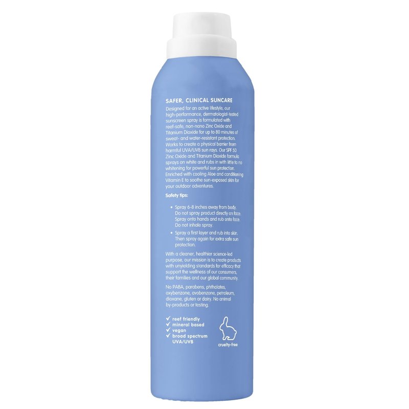 Thinksport SPF 50+ Mineral Sunscreen Spray, All Sheer, 6 Fl Oz – Natural, Water Resistant Body Sun Protection, Vegan & Reef Safe