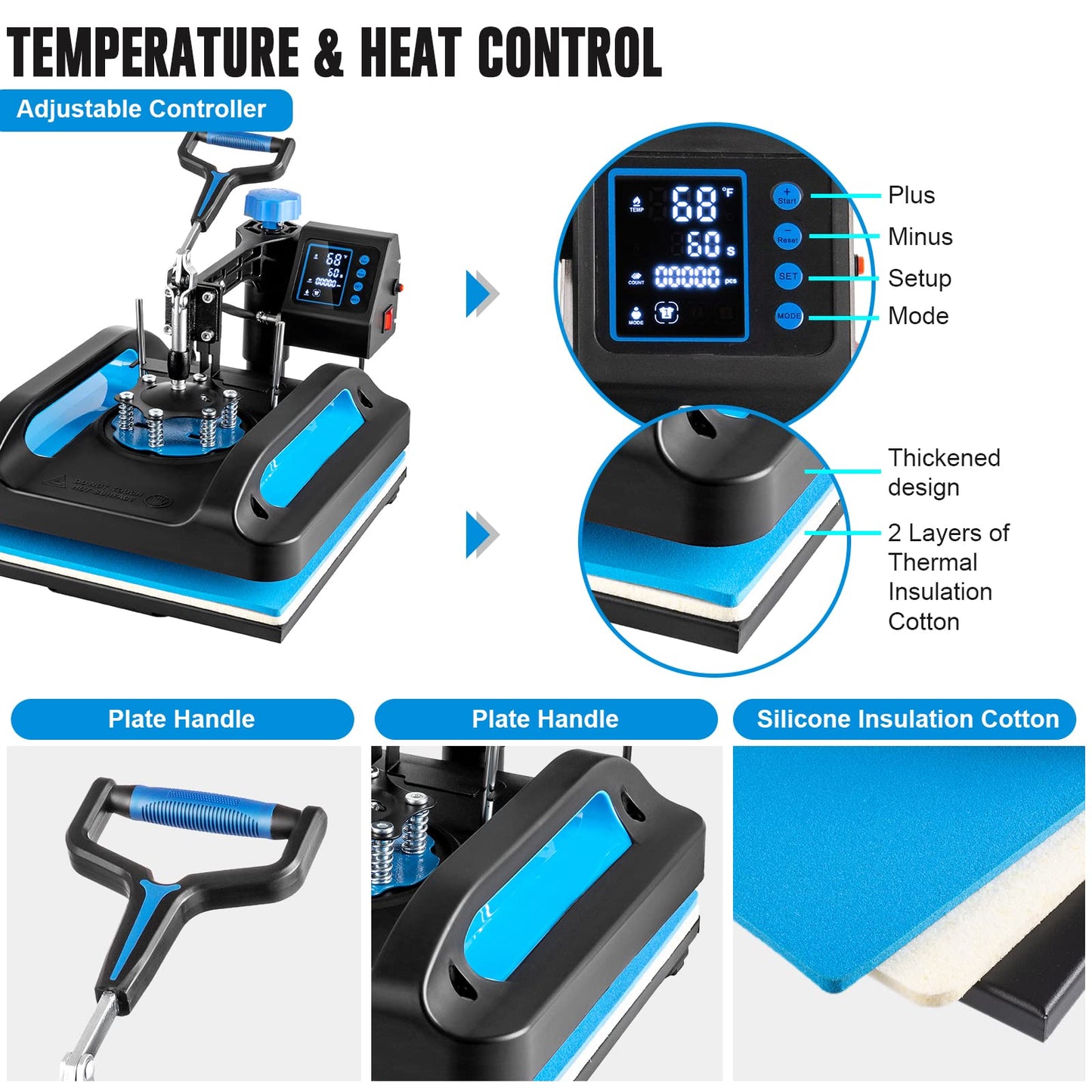 Leomru 5 in 1 Heat Press Machine, Sublimation Heat Press 12x15 inch Industrial T Shirt Pressing Machine, 360-Degree Swing Away Heat Transfer Machine Multifunction Combo for T-Shirt Mugs at Cap