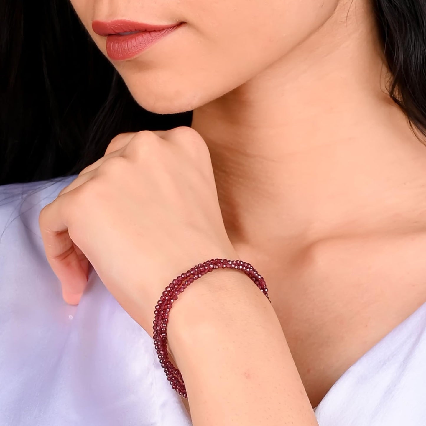 Gempires Natural Lightweight Multi Strand Beaded Bracelet Pyrite Crystal Gemstone Jewelry Hypoallergenic 8 Inch Silver Plated Trendy Western Everyday Wear Jewerly