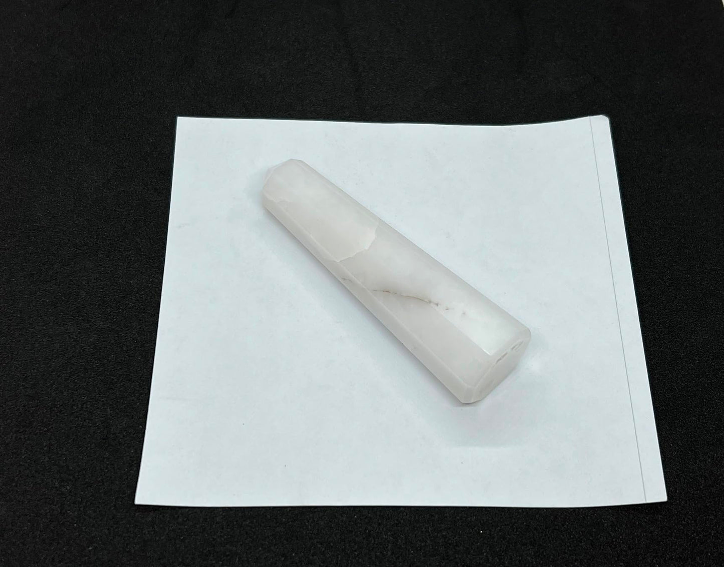 WholesaleGemShop 3 Inch (70 mm) Gemstones Snow Quartz Obelisk Tower Jumbo Facet Aura Rock Crystal Natural Polished Earth Wand Spirit