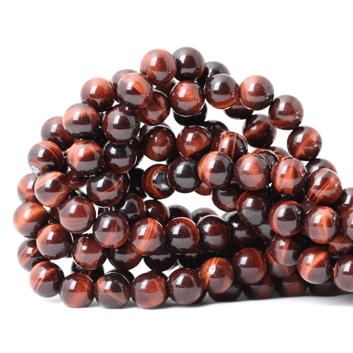 CHEAVIAN 35PCS 10mm Natural Red Tiger Eye Gemstone Round Loose Beads for Jewelry Making DIY Findings 1 Strand 15"