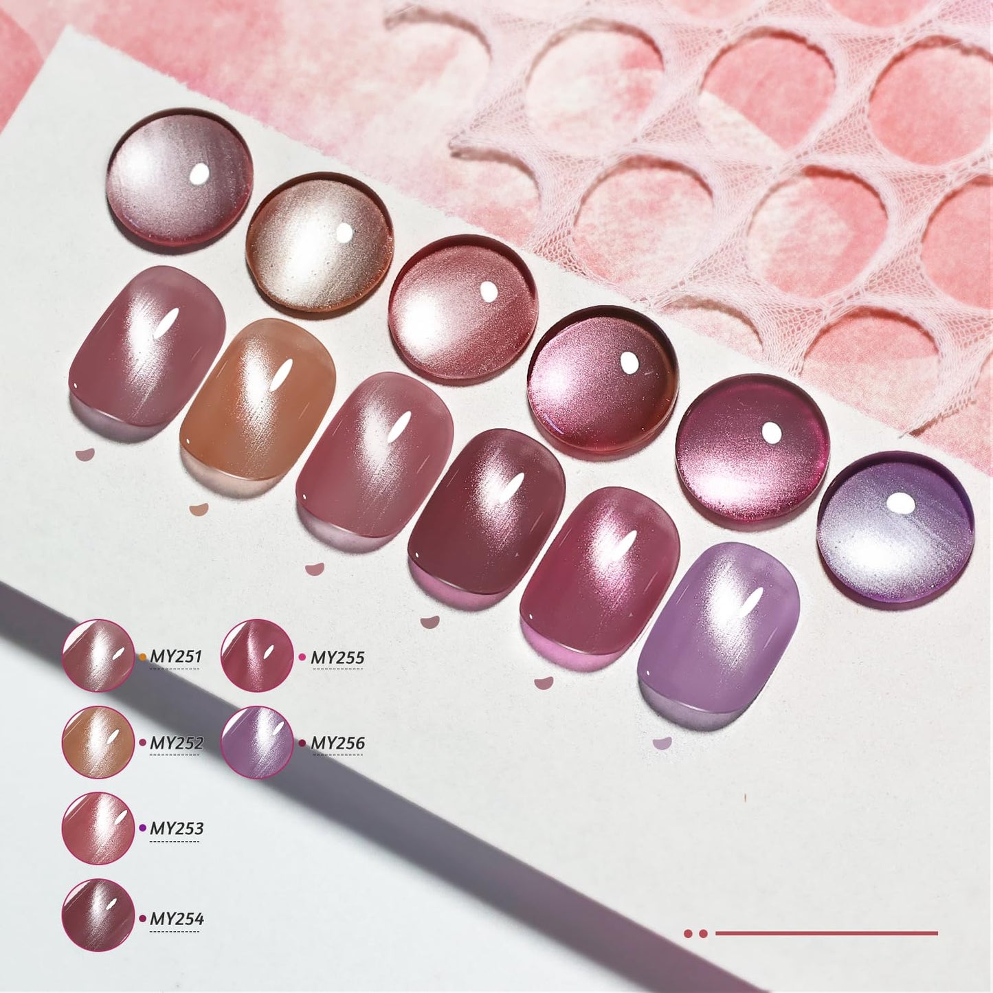 OpenLive 6 Colors 10ml Soft Mist Peach Gold Cat Eye Nail Polish with Magnet Stick Quick Dry Nail Polish for Women Salon DIY Nail Art