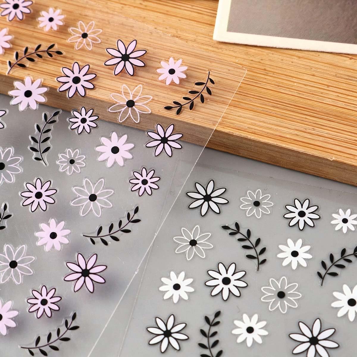 6 Sheets Flower Nail Stickers Hollow Out Flower Design Nail Decals 3D Self-Adhesive Leaf Floral Nail Art Stickers Spring Summer Nail Decoration for Women DIY Manicure Supplies