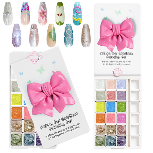 GJYUQHUA 18 Colors Patting Gel Polish & Tools Kit - Pat Pat Gel Polish Palette for Ombre Nails Art，UV/LED Cured Gradient Blooming Manicure Kit DIY with Nail Sponges & Tools