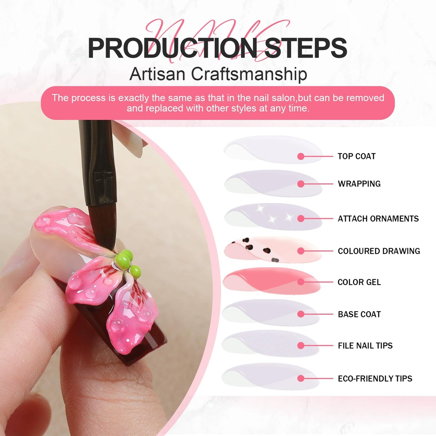 Luxury Press on Nails Long Duck Handmade Fake Nails Green French 3D Bow False Nails with Rhinestones Charms Designs Reusable Artificial Sparkly Acrylic Nails Press ons for Women 10Pcs (Size M)