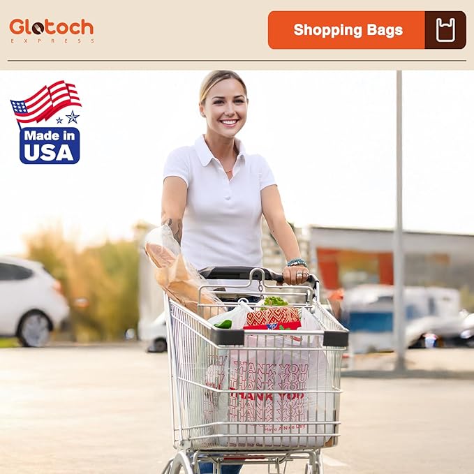 Glotoch Plastic Grocery Store Bags 84000 Count (84 Boxes,1000 Count/box) Pallet Package for Small Business, Thank You Bags with Handles for T-shirt Restaurant, Retail, Takeout, Stores, Shopping
