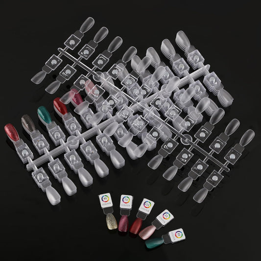 vnjaoi 120 Pcs Magnetic Nail Color Display Tips Clear Acrylic for Nails Color Display Book Nail Art Design Pattern Practice and Professional Nail Display - Magnetic nail tips