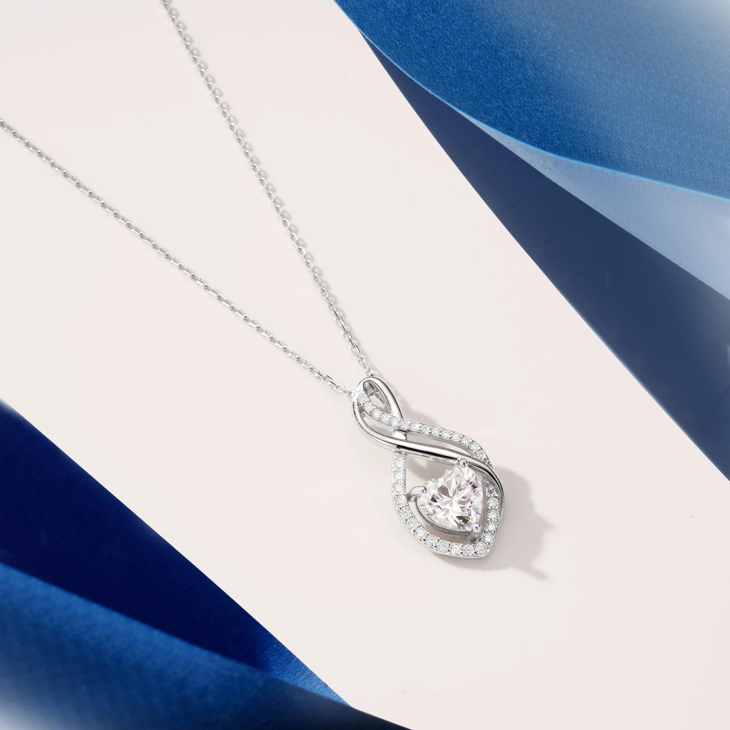 MOOSEA Moissanite Rings for Women, 14K White Gold Plated Promise Rings for Her, Womens Wedding Bands Moissanite Pendant Necklace Wedding Anniversary Sterling Silver Jewelry Gifts