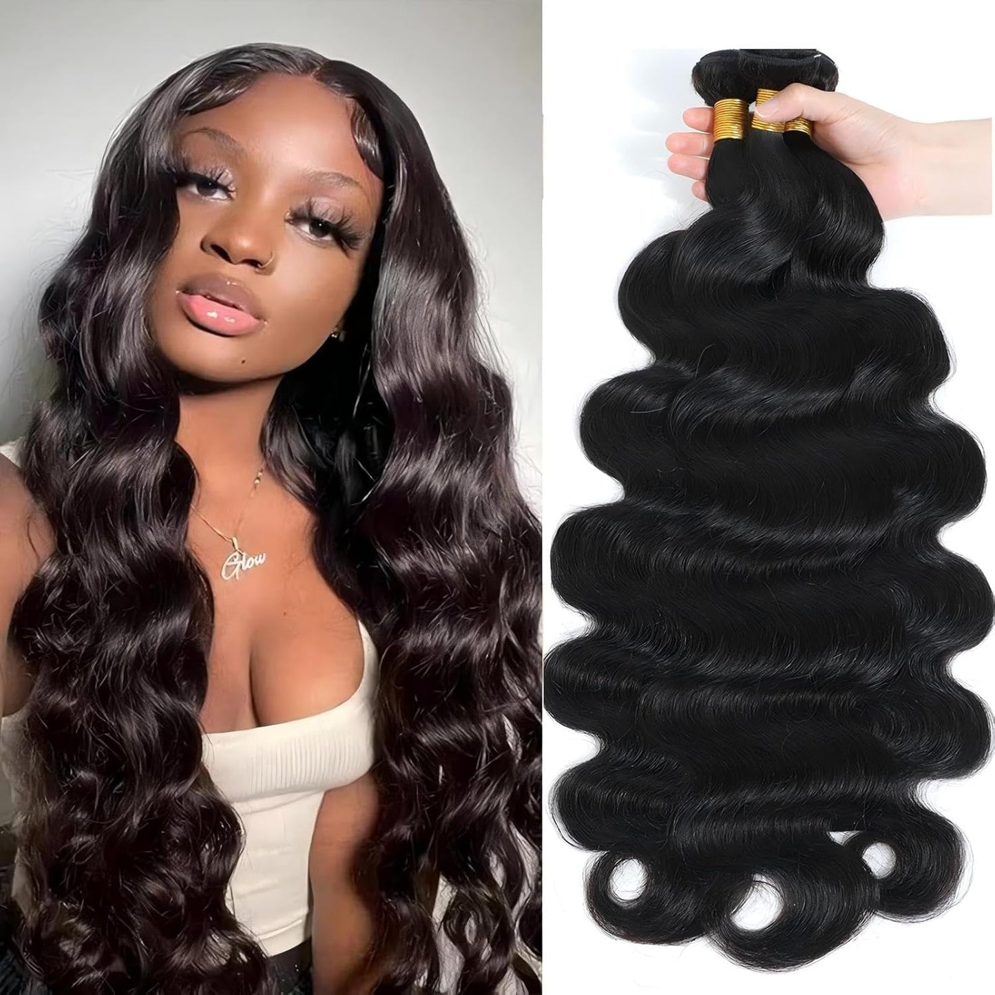 Michanliana Highlight Chocolate Brown 4/30 Human Hair Bundles 10 12 14 Inch Deep Wave Bundles Human Hair 12A Raw Unprocessed Virgin Quick Weave Hair for Black Women Highlight 4/30 Color