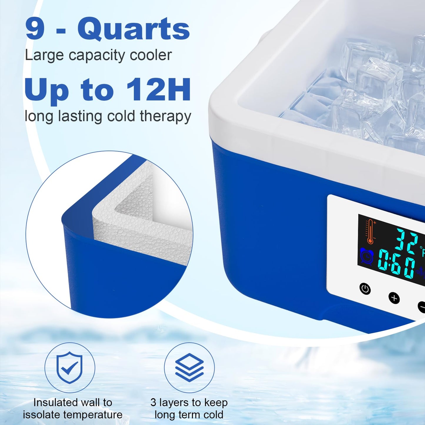 Ice Machine for Shoulder After Surgery Recovery, 9 Quarts Timer Circulate Rotator Cuff Cold Therapy Machine Home Cryotherapy System for Shoulder Replacement Post-Surgery Swelling, Sprains