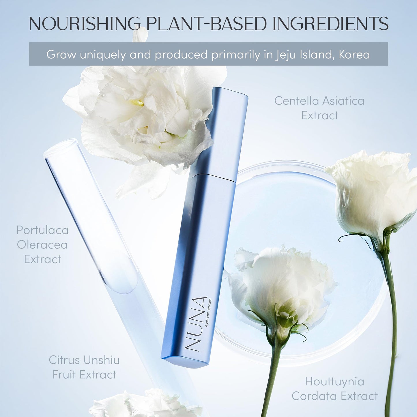 NUNA Eyelash Growth Support Serum 6ml – Eye Lash and Eyebrow Enhancing Serum for Women & Men with Biotin - Korean Multi Peptide & Natural Extracts – Promotes Fuller and Longer Lashes - 6 Month Supply