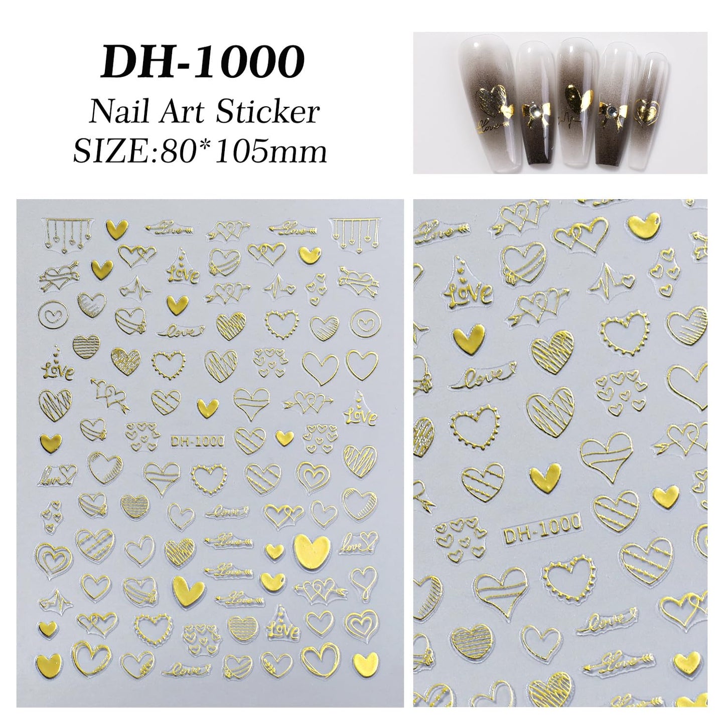 7 Sheets Heart Nail Stickers for Nail Art Valentine’s Day Nail Decals 5D Self-Adhesive Coloful Heart Nail Design Valentines Day Nails Supplies for Women Girls DIY Nail Art Decor