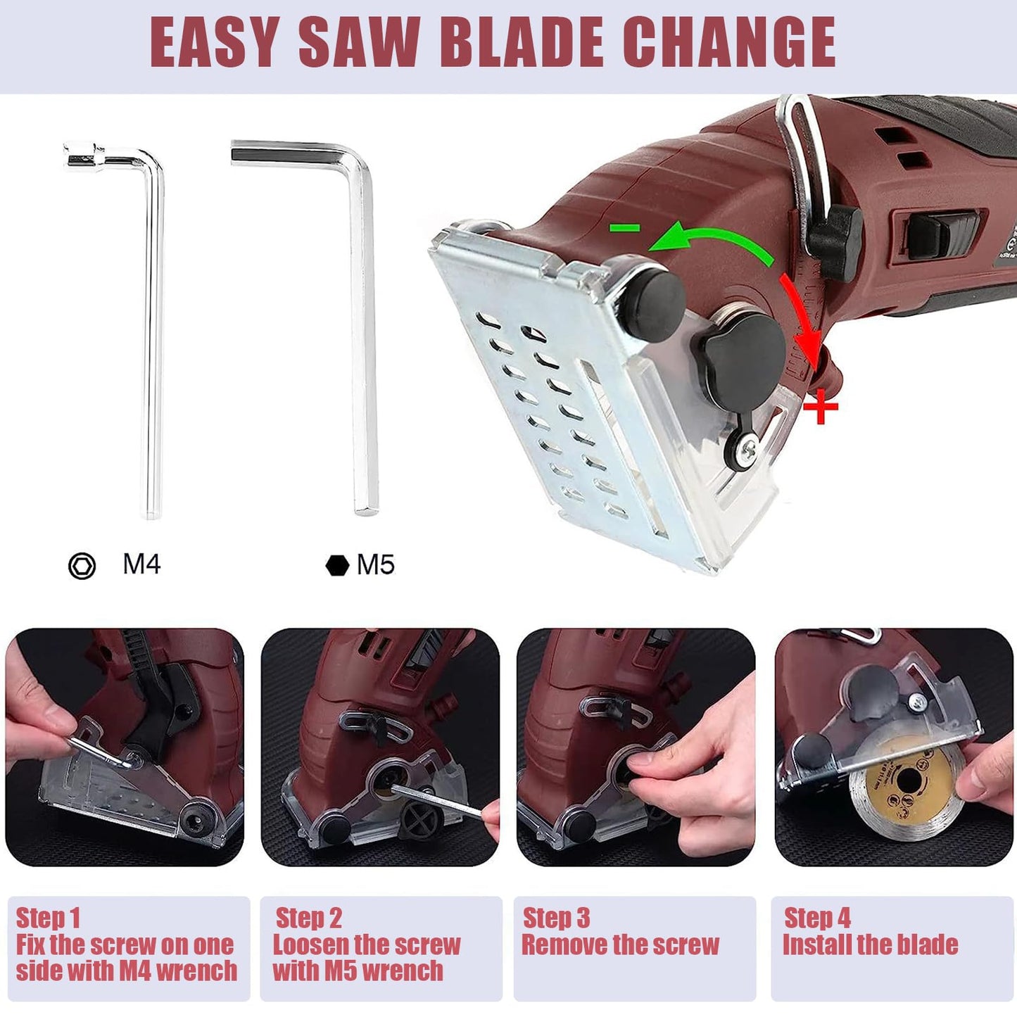 Mini Circular Saw Set, 400W High Power Compact Saw for Drywall, Tile, Metal, Wood, with 6 Blades & Tool Box