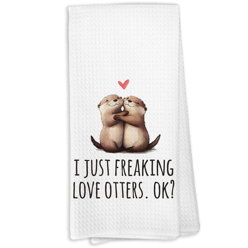 KTYHD Otter Bathroom Gifts Decor Hand Towels - I Just Freaking Love Otters Kitchen Towels, Otter Animal Bathroom Hand Towels, Otters Gifts for Women, Home & Kitchen