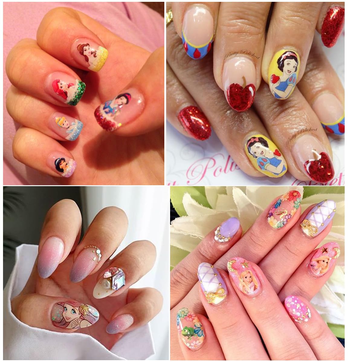 Cute Cartoon Nail Art Stickers Cartoon 3D Self Adhesive Nail Art Supplies Designer Nails Stickers Cute DIY Nails Designs Decals Art Decorations for Women 6 Sheets