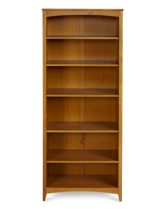 Camaflexi Shaker Style 6 Shelf Bookcase / Solid Wood / 72 inch Tall / Adjustable Shelving / Closed Back / Display Bookshelf for Living Room, Bedroom, Home and Office, Cherry