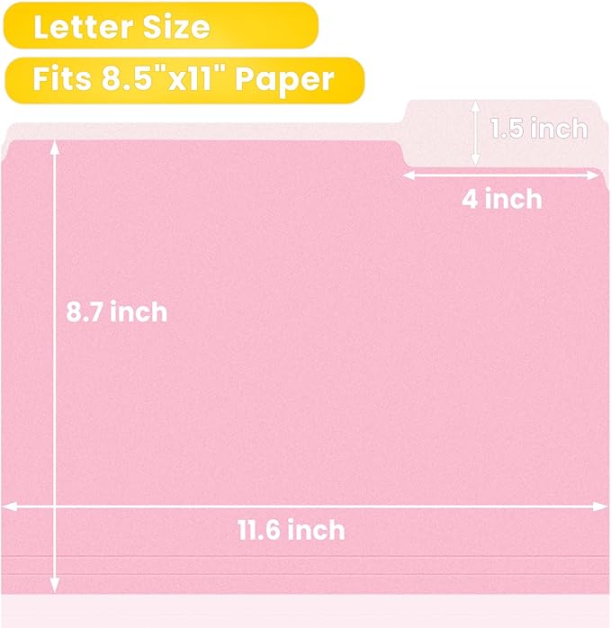 SUNEE File Folders, 18 Pack Manilla Folders 8.5 x 11, Colored Folder Office Organization Home School Folders for Documents Files Paper, 6 Bright Colors