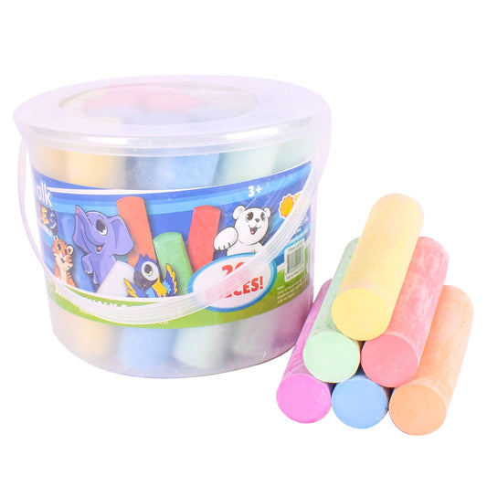 Sunny Days Entertainment Sidewalk Chalk Set for Kids with Storage, Washable, Jumbo Colored Chalk for Outdoor Play and Chalkboard Art - Ages 3+ (20 Pieces, Multicolor)